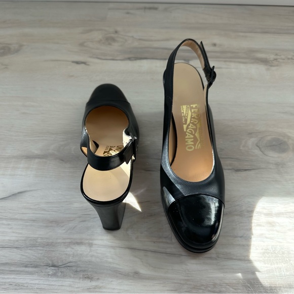 Vintage Ferragamo Nero Patent Calf Slingback Heels
- Size (6.5) - Picture 6 of 10